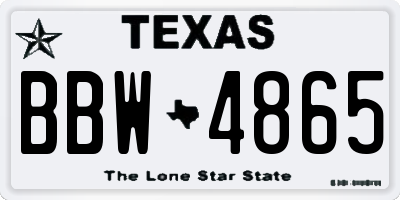TX license plate BBW4865