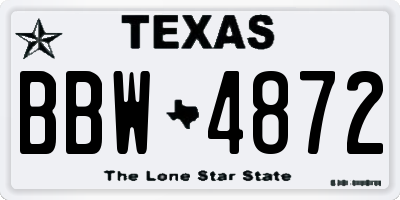 TX license plate BBW4872