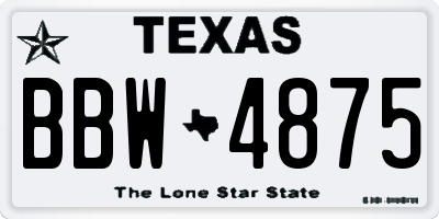 TX license plate BBW4875