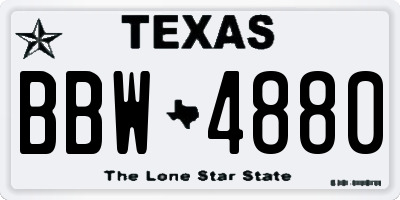 TX license plate BBW4880