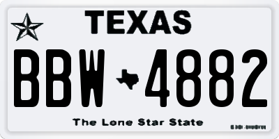 TX license plate BBW4882