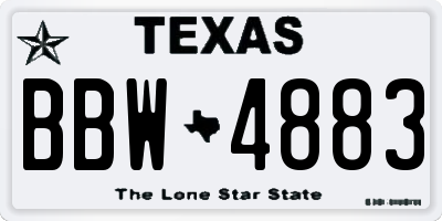 TX license plate BBW4883