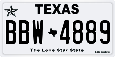 TX license plate BBW4889