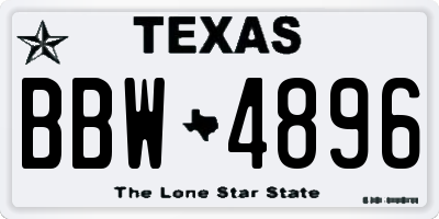TX license plate BBW4896