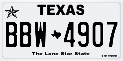 TX license plate BBW4907