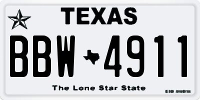 TX license plate BBW4911