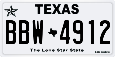 TX license plate BBW4912