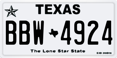 TX license plate BBW4924