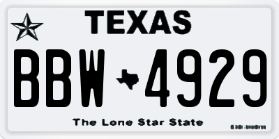 TX license plate BBW4929