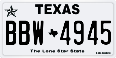 TX license plate BBW4945