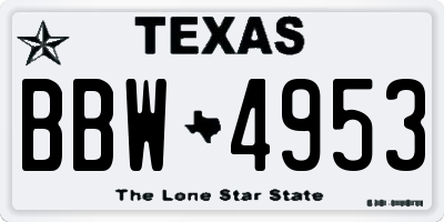 TX license plate BBW4953