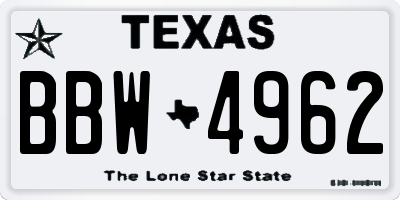 TX license plate BBW4962