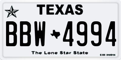 TX license plate BBW4994