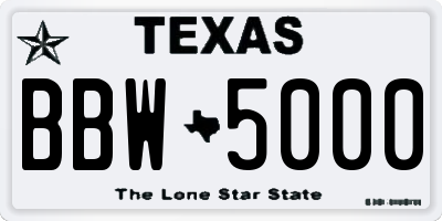 TX license plate BBW5000