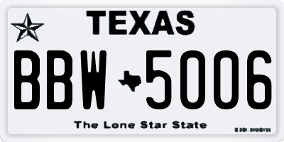 TX license plate BBW5006
