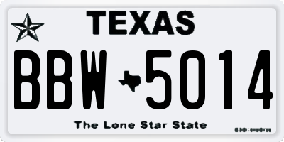 TX license plate BBW5014