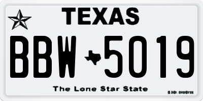 TX license plate BBW5019