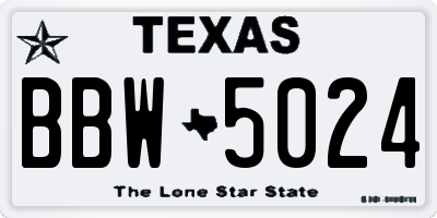 TX license plate BBW5024