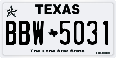 TX license plate BBW5031