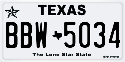 TX license plate BBW5034