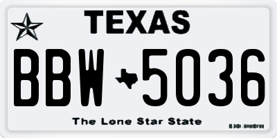 TX license plate BBW5036