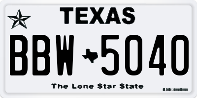 TX license plate BBW5040