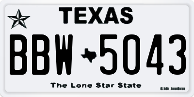TX license plate BBW5043