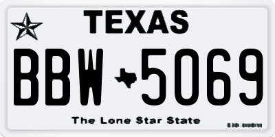 TX license plate BBW5069
