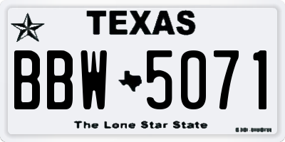 TX license plate BBW5071