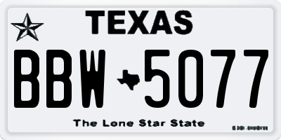 TX license plate BBW5077
