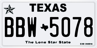 TX license plate BBW5078
