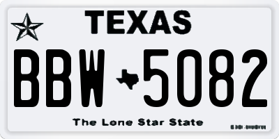 TX license plate BBW5082