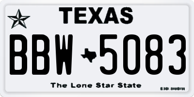 TX license plate BBW5083