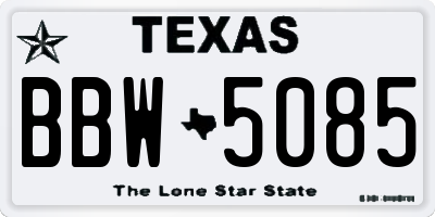 TX license plate BBW5085