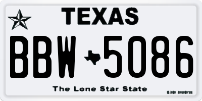 TX license plate BBW5086