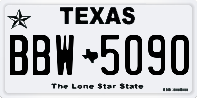 TX license plate BBW5090