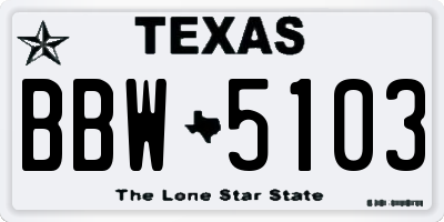 TX license plate BBW5103
