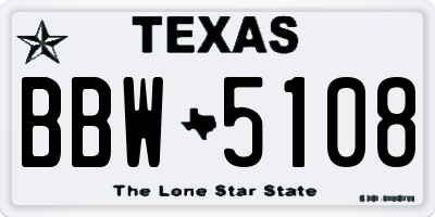 TX license plate BBW5108
