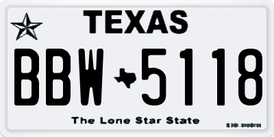 TX license plate BBW5118
