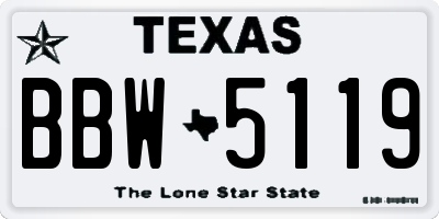 TX license plate BBW5119
