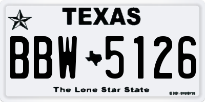 TX license plate BBW5126