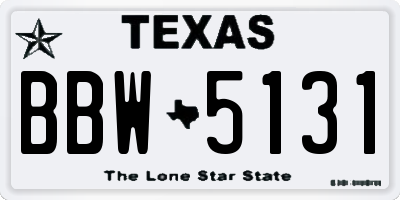 TX license plate BBW5131