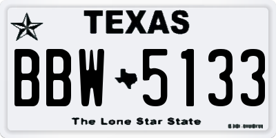 TX license plate BBW5133