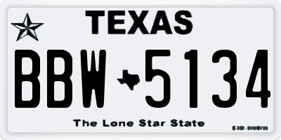 TX license plate BBW5134