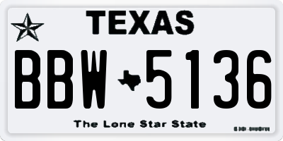 TX license plate BBW5136