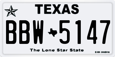 TX license plate BBW5147