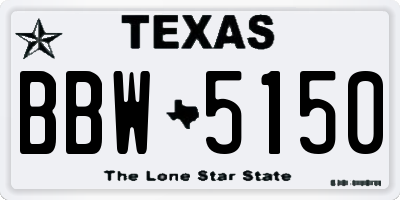 TX license plate BBW5150
