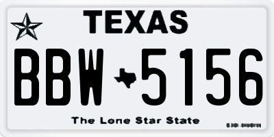 TX license plate BBW5156