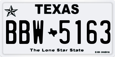 TX license plate BBW5163