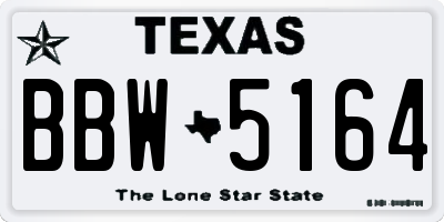 TX license plate BBW5164